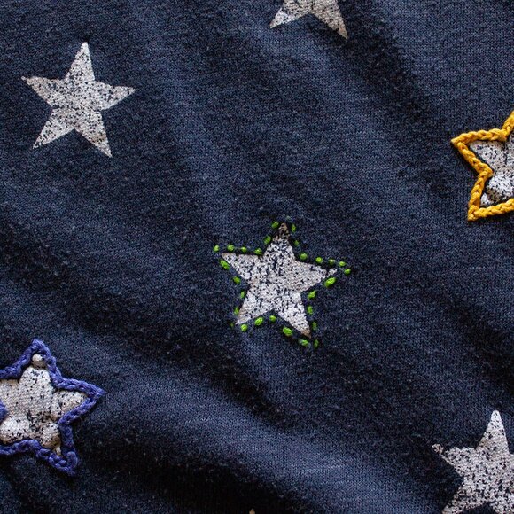 Old Navy - Navy Blue Star Spangled Oversized Sweatshirt  - Womens XXL - Picture 2 of 6